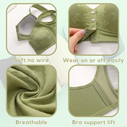 Plus Size Daisy Bras for Older Women Comfy Front Closure Push Up No Underwire Supportive Bra for Seniors 2025