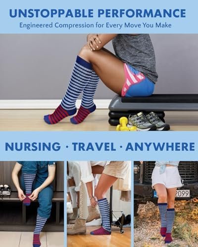 51k3AuxOrWL._AC_.jpg 2Packs Compression Socks for Women - 15-20 mmHg Graduated Circulation Support for Nurses, Athletes and Travel