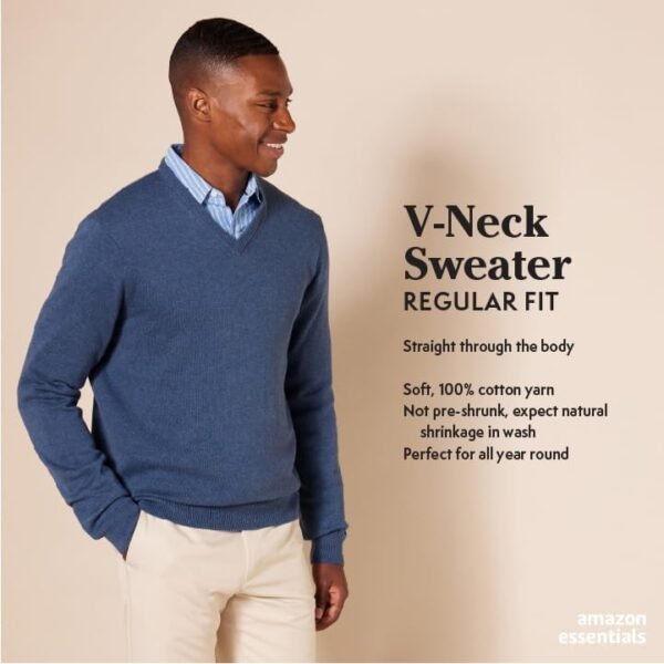 Amazon Essentials Men's V-Neck Pullover Sweater (Available in Big & Tall)