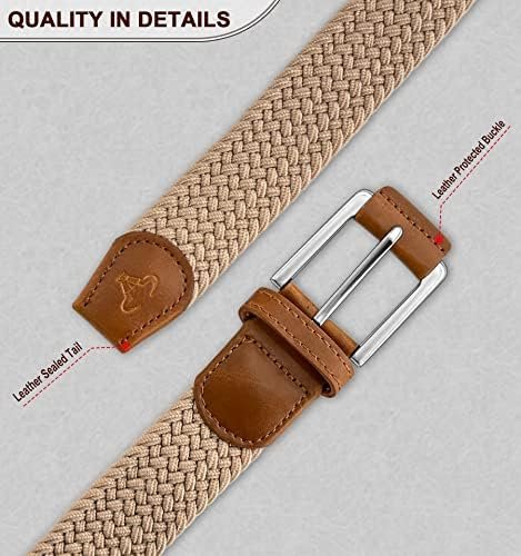 BULLIANT Belt for Men 2Pack,Mens Gift Stretch Braided Web Belt Elastic for Casual Golf Jeans,1 3/8"
