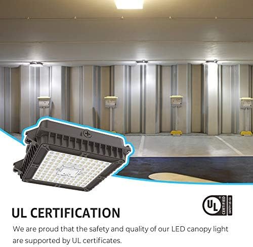 51lPfCNvS2L._AC_.jpg HYPERLITE 65W LED Canopy Light (6 Pack) 8450LM Super Bright 5000K Day Light,9.1" x 9.1",100-277Vac UL Qualified IP65 Waterproof for Warehouse,Parking Garage,Entrance,Backyard