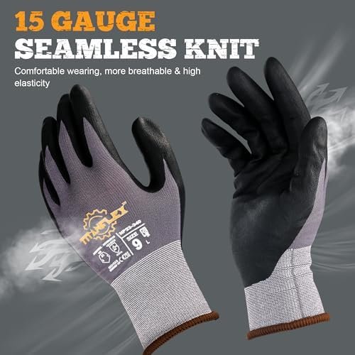 51lwLnSDhGL._AC_.jpg TitanFlex Work Gloves Microfoam Nitrile Coated Men Women, Safety Warehouse Gloves with Grip, Touchscreen, Seamless Knit Nylon