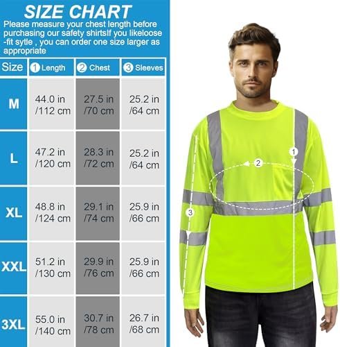 Hi Vis Long Sleeve T Shirts Bulk Safety Fit Work Shirts Construction Shirts for Men 12pcs