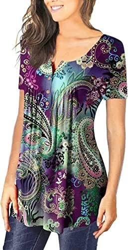 51mgQ8J8KmL._AC_.jpg Womens Tops Hide Belly Tunic Summer Short Sleeve T Shirts Flowy Henley Tshirt Casual Dressy Blouses for Leggings