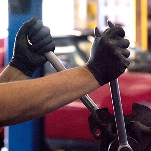 1st Choice Black Nitrile Gloves, Disposable, Latex-Free, 6 Mil, Textured, Industrial, for Mechanics, Cleaning, Automotive Use