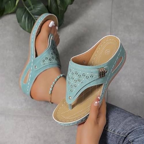 51p0uI83GOL._AC_.jpg Orthopedic Sandals for Women - Arch Support Wedge Flip Flops, Summer 2025 Comfortable Dressy Casual Beach Slippers