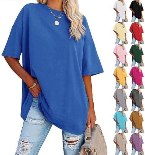 luwita Oversized T Shirts for Women Loose Fit Crewneck Short Sleeve Tops Summer Casual Blouse Y2K 2025 Basic Tees