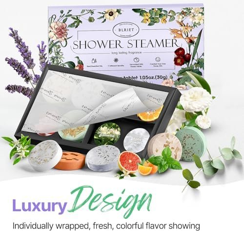 Shower Steamers Aromatherapy BLRIET 8 Pack Gifts for Women, Birthday Christmas White Elephant Gifts Stocking Stuffers for Adults Her Mom Him Home Spa Gym Natural Essential Oil Self Care Relaxation