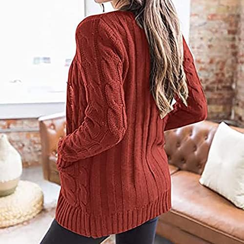 Women's Cardigan Chunky Open Front Button Sweaters with Pockets Loose Slouchy Oversized Fall Outerwear Coat