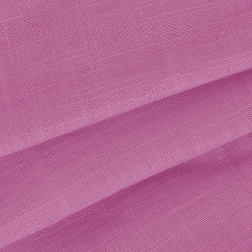 Women's Solid V-Neck Linen Shirt - 2025 Lightweight Summer Beach Top, Short Sleeve Boho Button Front Casual Blouse