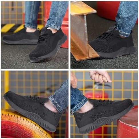 Furuian Steel Toe Shoes for Men Women Comfortable Non Slip Men's Safety Steel Toe Sneakers Industrial Warehouse Contstruction Work Shoes for Men