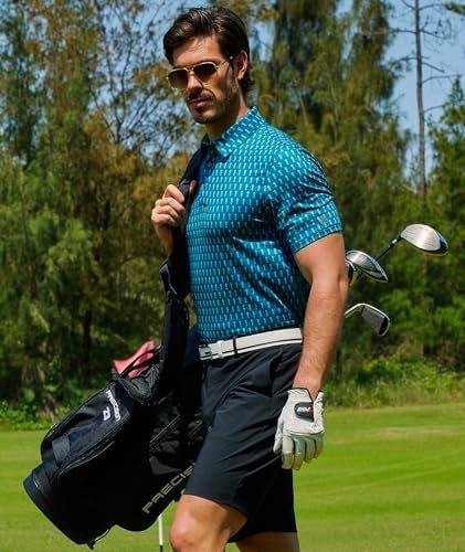 ZITY Mens Golf Shirts Short Sleeve Print Patterns Performance Moisture Wicking Polo Shirt