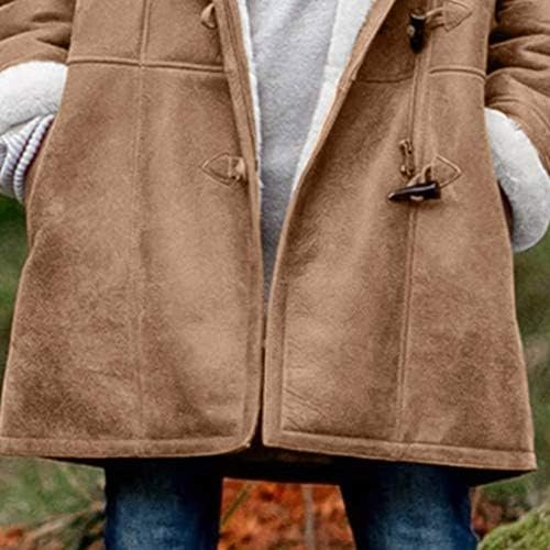 SHAOBGE Womens Plus Size Winter Coats Warm Sherpa Fleece Lined Jackets Hooded Parka Faux Suede Pea Coat Outerwear 2024