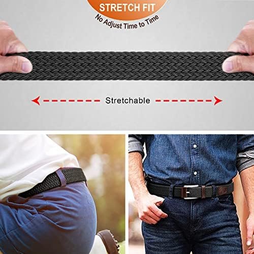 BULLIANT Belt for Men 2Pack,Mens Gift Stretch Braided Web Belt Elastic for Casual Golf Jeans,1 3/8"
