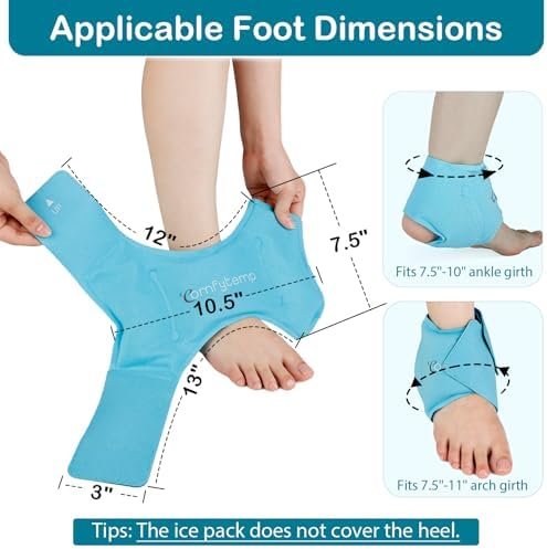 Comfytemp Ankle Ice Pack Wrap for Swelling, Plantar Fasciitis, Foot Pain Relief, FSA Eligible, Gel Packs for Injuries Reusable, Hot Cold Compression for Achilles Tendonitis, Sprain Ankles, Gift, 2 Pcs