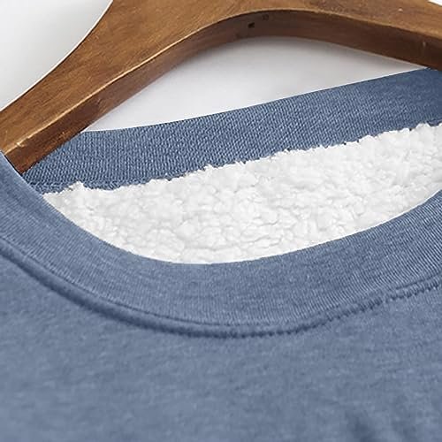Ceboyel Womens Fleece Pullover Sweatshirt No Hood Shirts Sweater Sherpa Lined Tunic Sweatshirts Warm Winter Loungewear 2023
