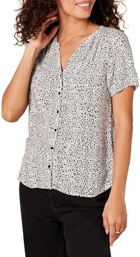 Amazon Essentials Women's Relaxed-Fit Short-Sleeve Woven Blouse
