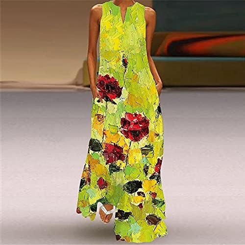Ceboyel Womens Boho Floral Maxi Dresses Floral Flowy Long Dresses Sleeveless Sun Dress Casual Summer Trendy Outfits 2024
