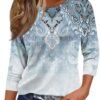 51zNdAqYFyL._AC_.jpg 3/4 Sleeve Cotton Tops for Womens Dressy Shirts Crewneck Tops,Women Tunic Casual Loose Fit Shirt Floral Print Blouse