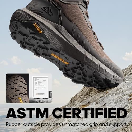 NORTIV 8 Men's Tactical Hiking Boot Lightweight Cushion Sole Boots for Work All Day Side Zipper Motorcycle Combat Military Boot Arch Support 8 Inches Terrascope