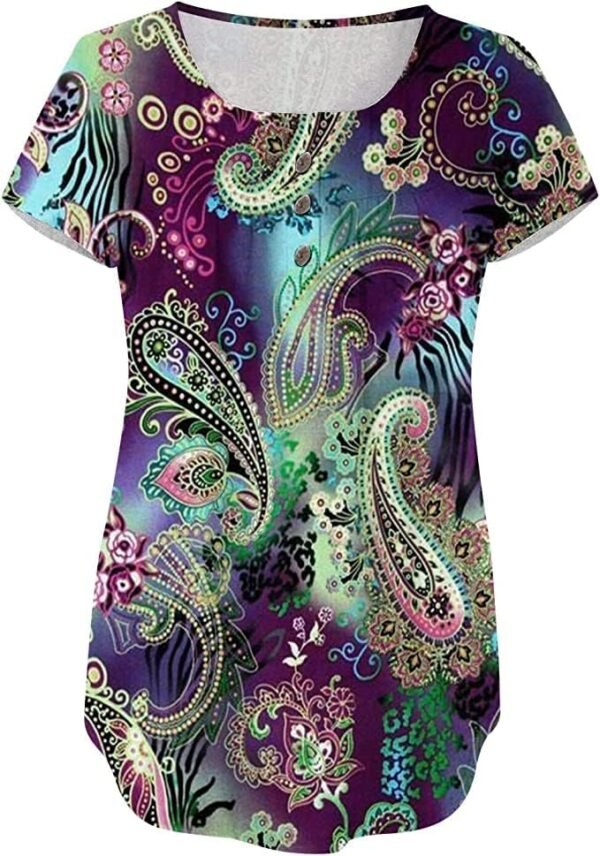 61E3tJETsL._AC_.jpg Womens Tops Hide Belly Tunic Summer Short Sleeve T Shirts Flowy Henley Tshirt Casual Dressy Blouses for Leggings