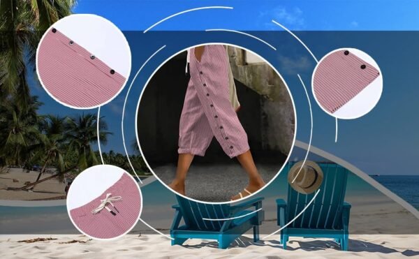 61Gph8AAzEL._AC_.jpg Striped Linen Pants Women Linen Capri Pants Lightweight Spring Summer Pants for Women 2025 Ladies Pinstripe Pants