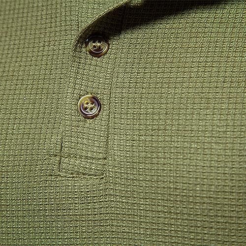 Muscularfit Long Sleeve Shirts for Men Workout Waffle Quarter Button Polo Shirts Causal Henley Tshirt Athletic Fall Clothes