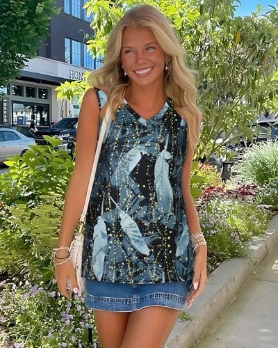 61XtD47sB7L._AC_.jpg Summer Tops for Women Sleeveless V Neck Tshirt Loose Fit Casual Tank Tunic Blouse