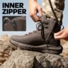 NORTIV 8 Men's Tactical Hiking Boot Lightweight Cushion Sole Boots for Work All Day Side Zipper Motorcycle Combat Military Boot Arch Support 8 Inches Terrascope