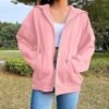 Women's Zip Up Hoodies Casual Fall Fashion Oversized Sweatshirts Y2K Teen Girl Cute Long Sleeve Jackets with Pockets