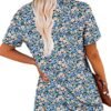 ROSELINLIN Women's Short Sleeve Shirts Floral Summer Tops Loose Fit for Leggings